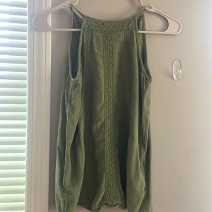 Dark green, tang top, very cute, button in the back, Mudd